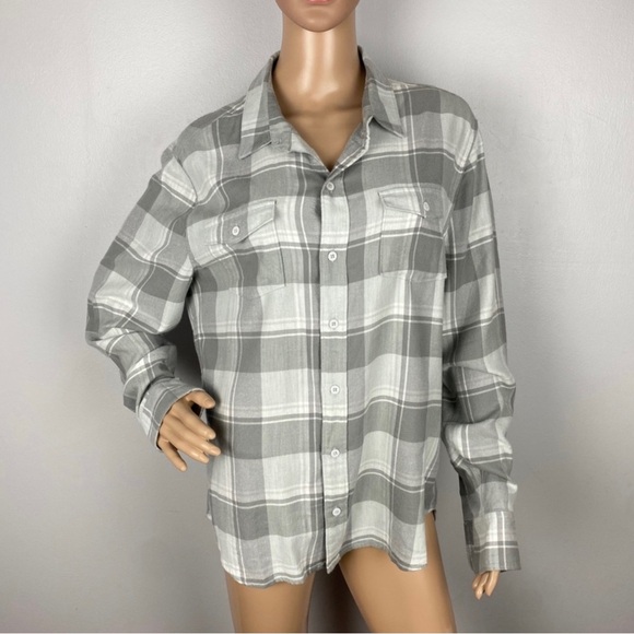 NEW PAIGE GRAY PLAID BUTTON DOWN SHIRT - Picture 2 of 5